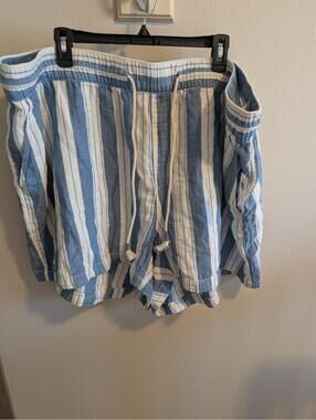 Old Navy Women's 4X 100% Cotton Blue And White Striped Shorts Coastal Beach NEW